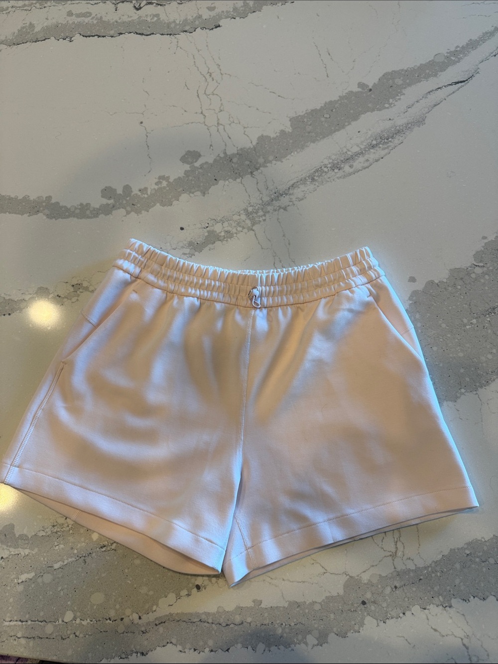 Women's Blush Pink Elastic-Waist Athletic Shorts with Side Pockets
